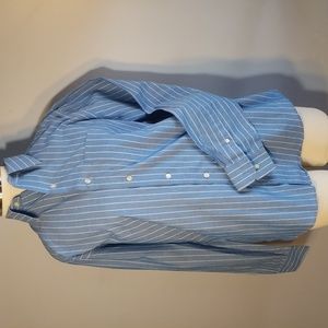 VAN HEUSEN CLASSIC FIT DRESS SHIRT S 14-14 1/2 BLUE STRIPE